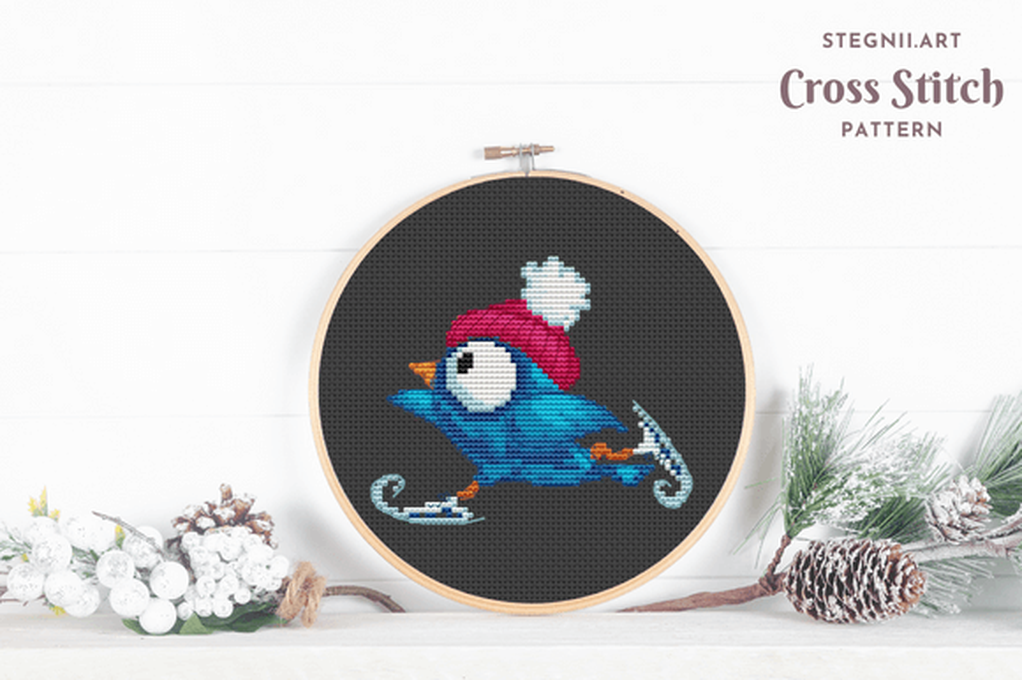 ⛸️Fast-To-Finish Cross Stitch - Bird Figure Skater