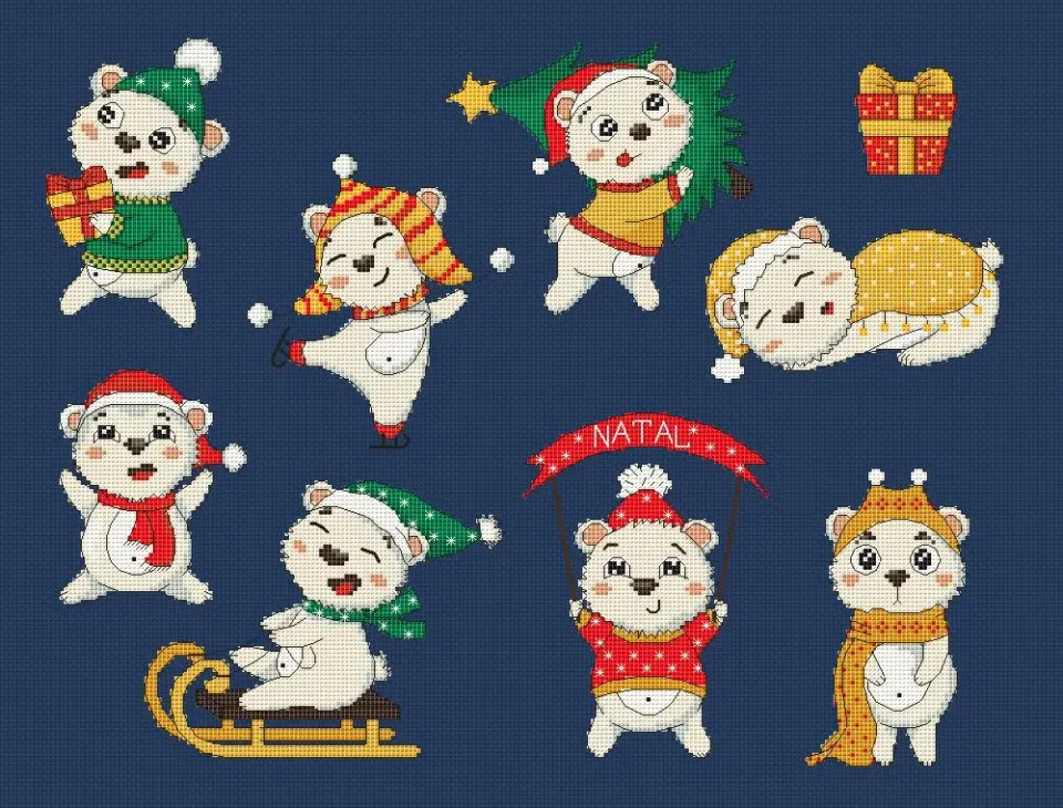 Christmas Polar Bears Cross Stitch Pattern 🐻❄️🧵